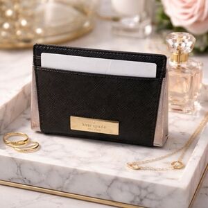 Kate Spade Elegant Black and Gold Card Holder